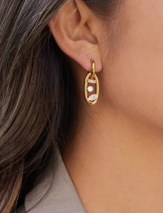 Luna Convertible Crystal Oval Hoops