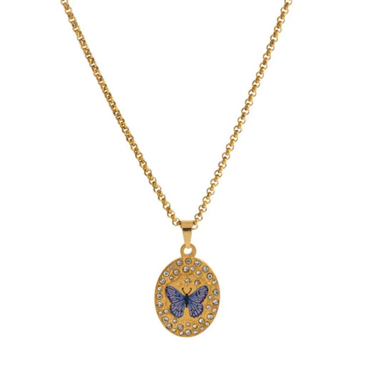 The Azure Monarch Butterfly Medallion Necklace