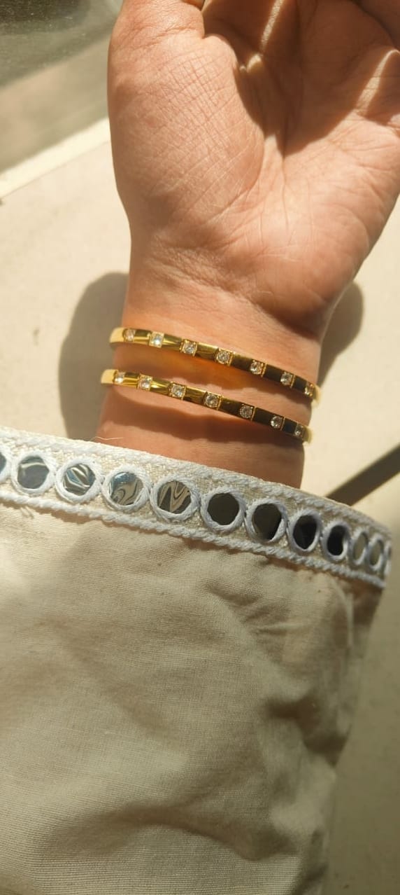 The Aurelle Gold Crystal Bangle Stack