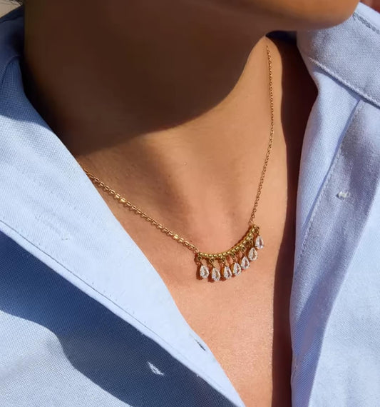 Céleste Teardrop Fringe Necklace