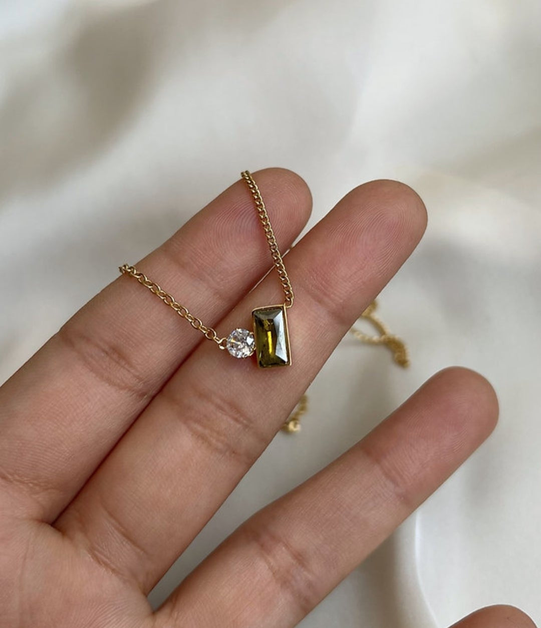 The Emerald Solitaire Duo Necklace