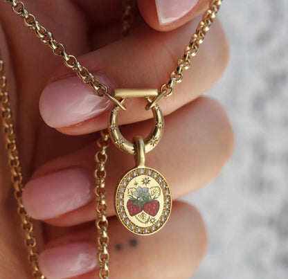 Vintage Strawberry Medallion Necklace 🍰