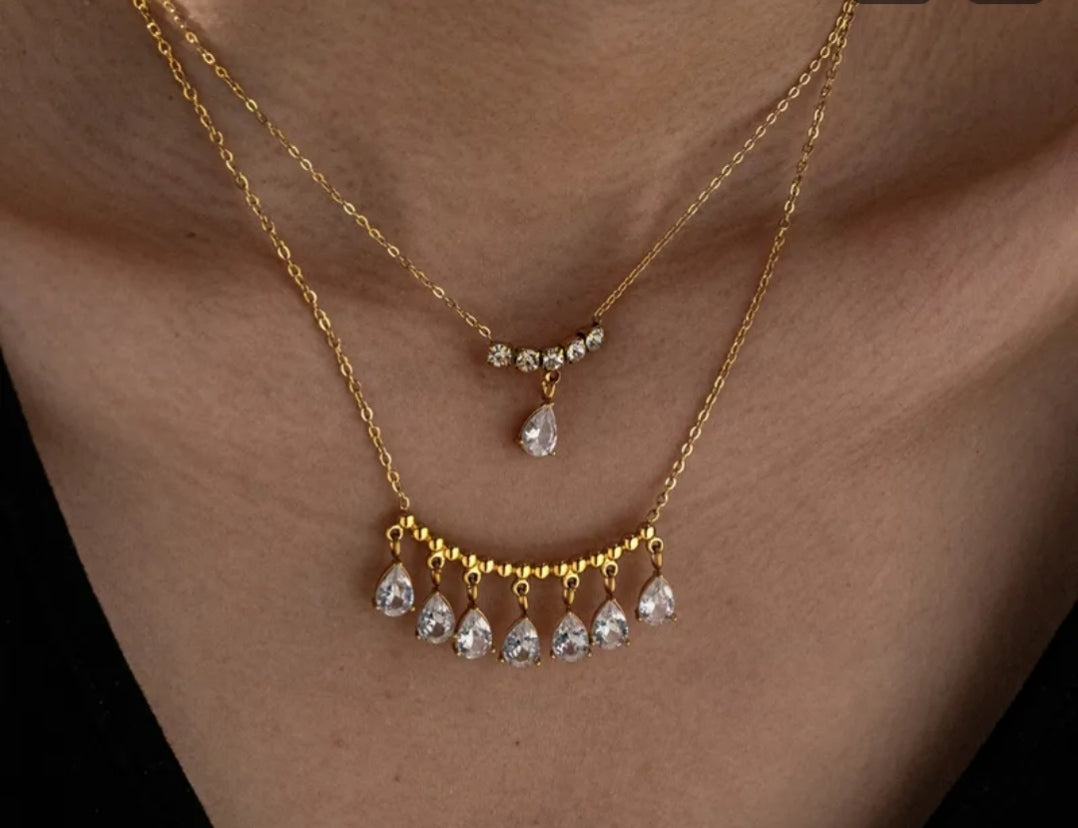 Céleste Teardrop Fringe Necklace