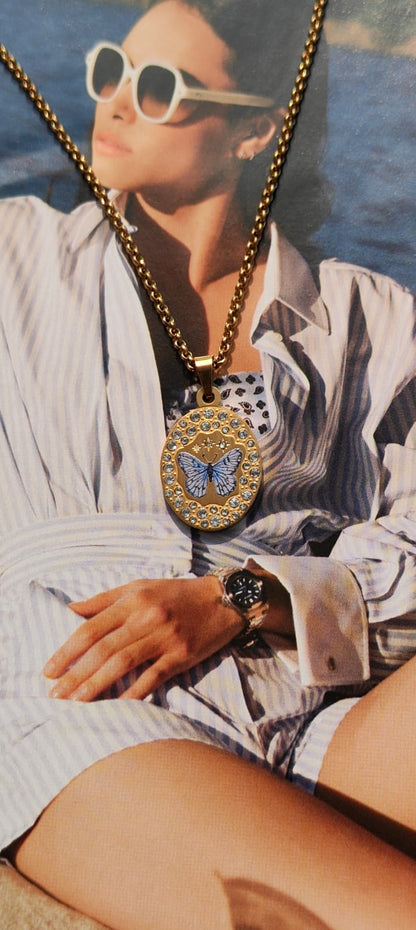 The Azure Monarch Butterfly Medallion Necklace