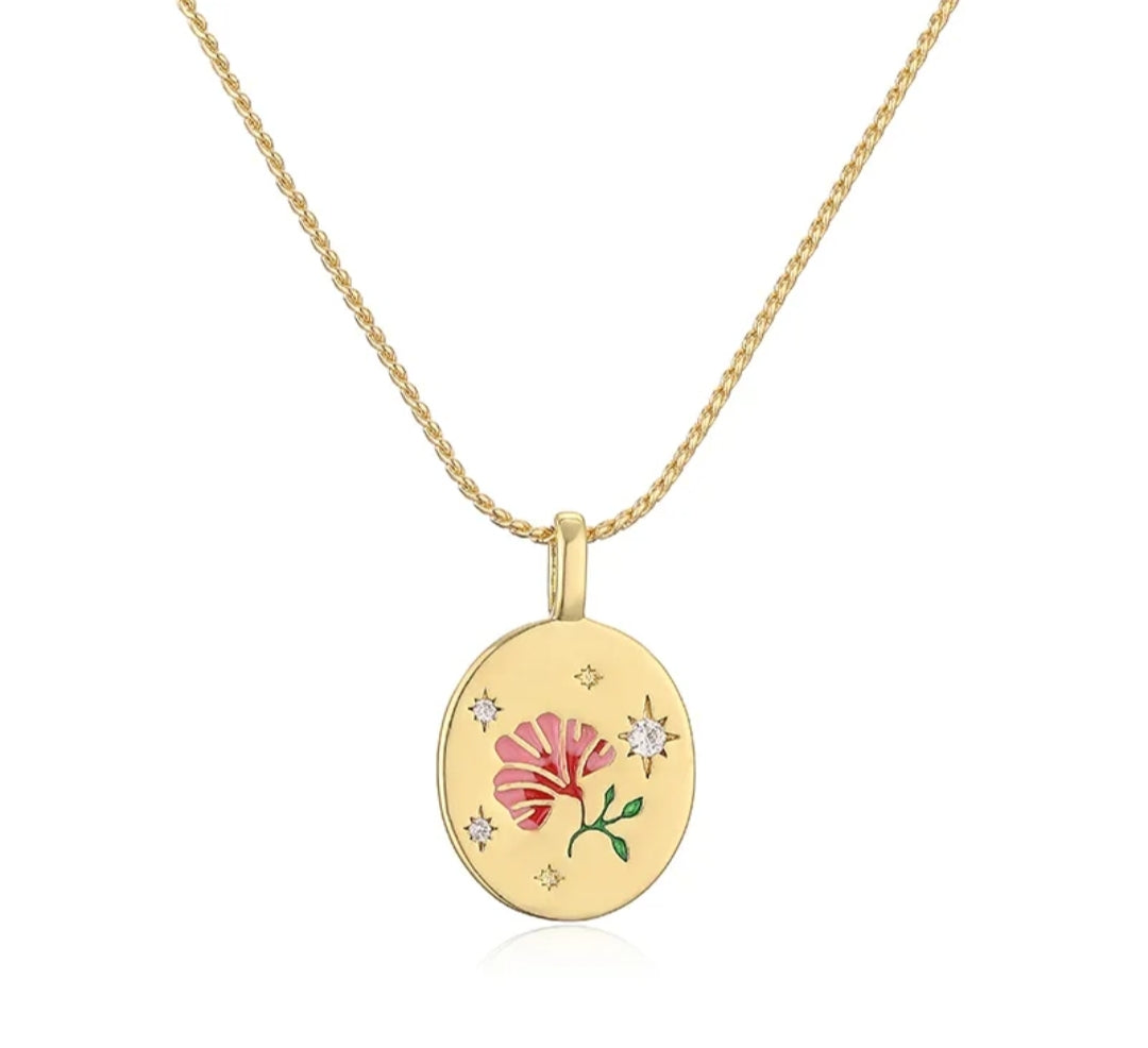 Rosé Bloom Medallion Necklace