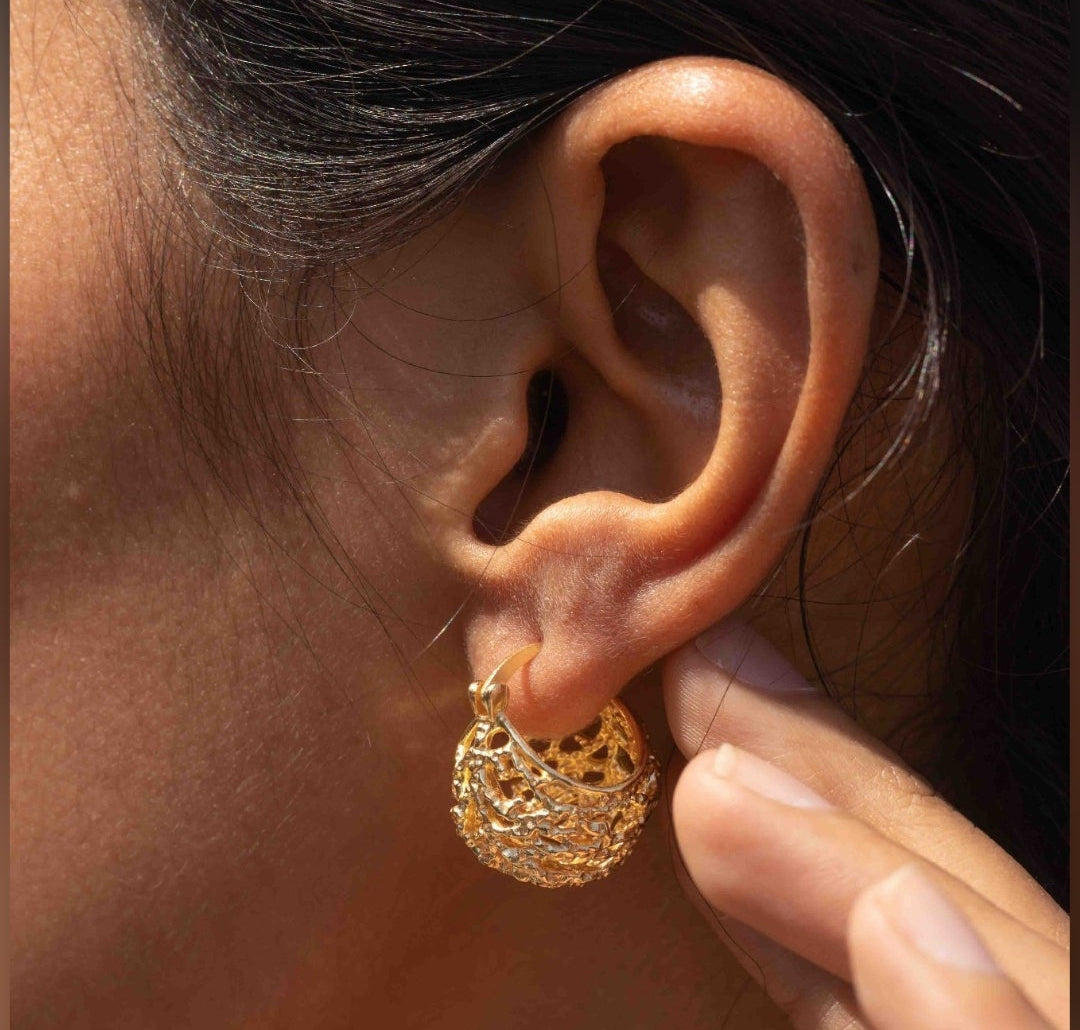 Gilded Filigree Sphere Hoops