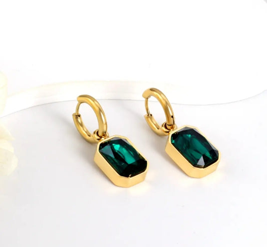 Emerald Aura Drop Huggies