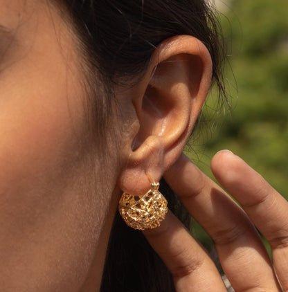 Gilded Filigree Sphere Hoops