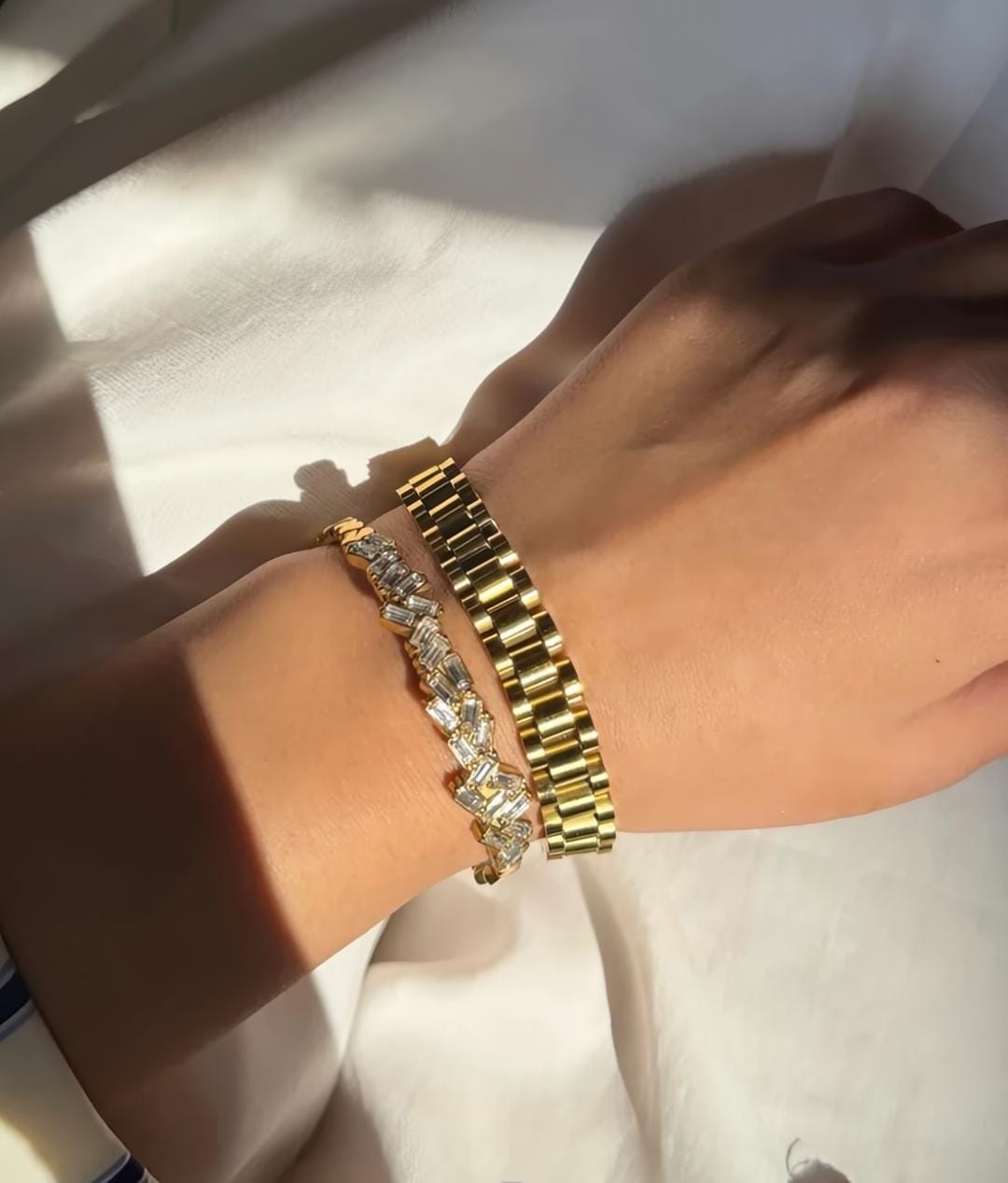 The Milano Crystal Link Bracelet Stack