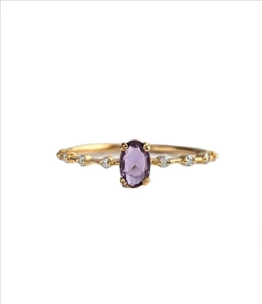 Amethyst Halo Ring