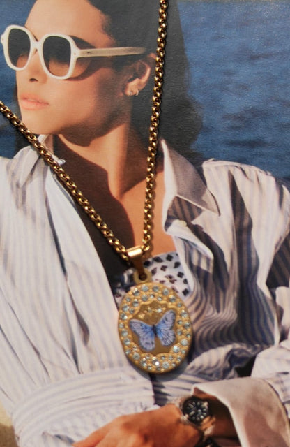 The Azure Monarch Butterfly Medallion Necklace