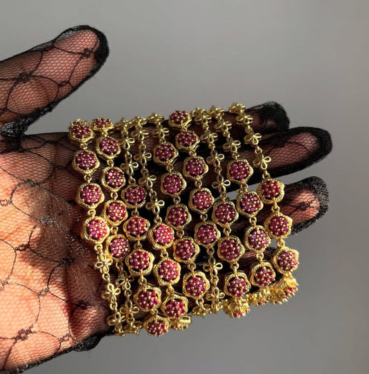 Ruby Rosette Statement Bracelet