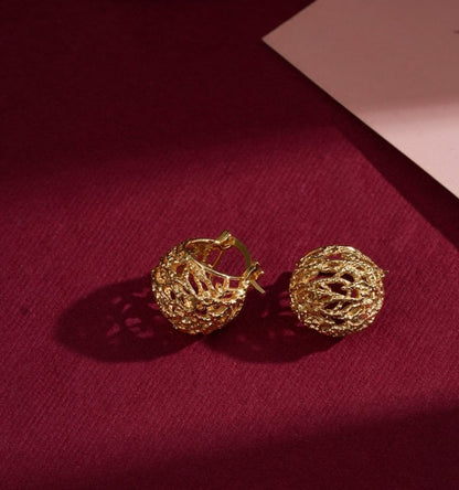 Gilded Filigree Sphere Hoops