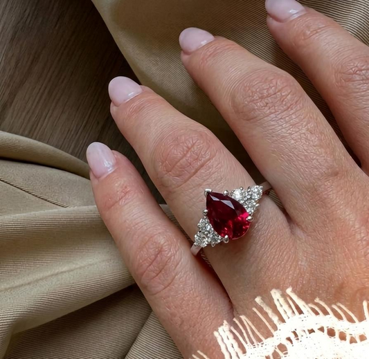 Crimson Royale Pear Ring