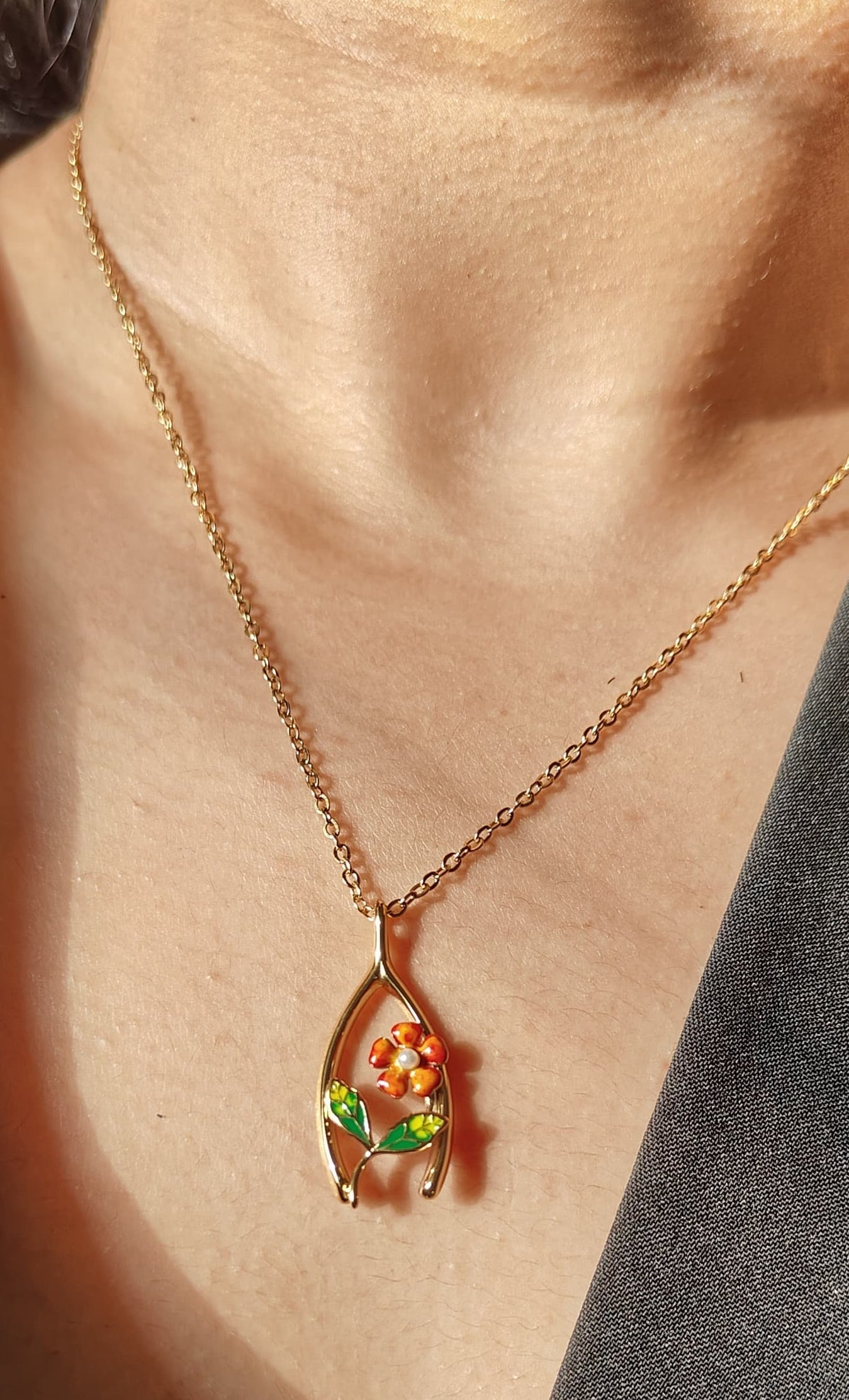 Golden Bloom Wish Pendant Necklace
