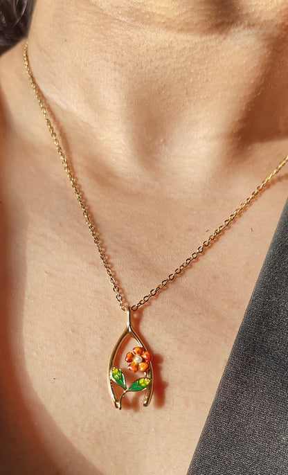 Golden Bloom Wish Pendant Necklace