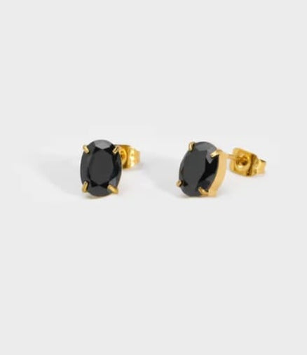 Midnight Onyx Solitaire Studs