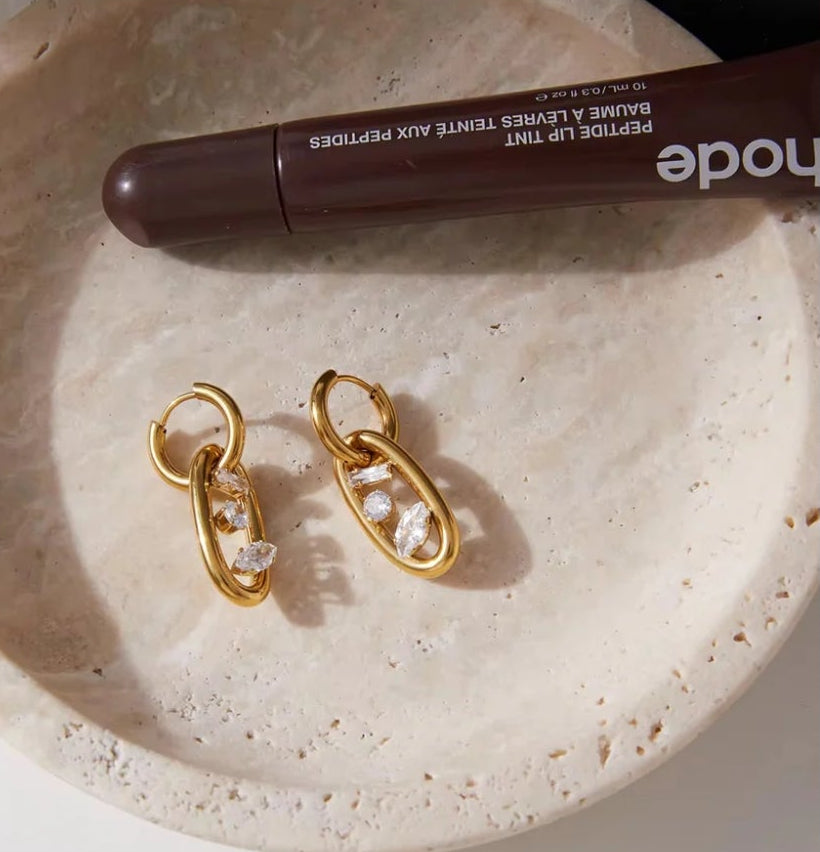 Luna Convertible Crystal Oval Hoops