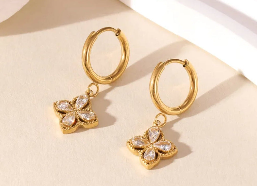 Fleur de Lys Crystal Bloom Hoops earrings