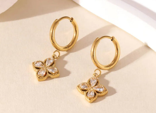 Fleur de Lys Crystal Bloom Hoops earrings