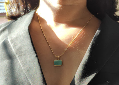 Aqua Frame Aquamarine Pendant Necklace