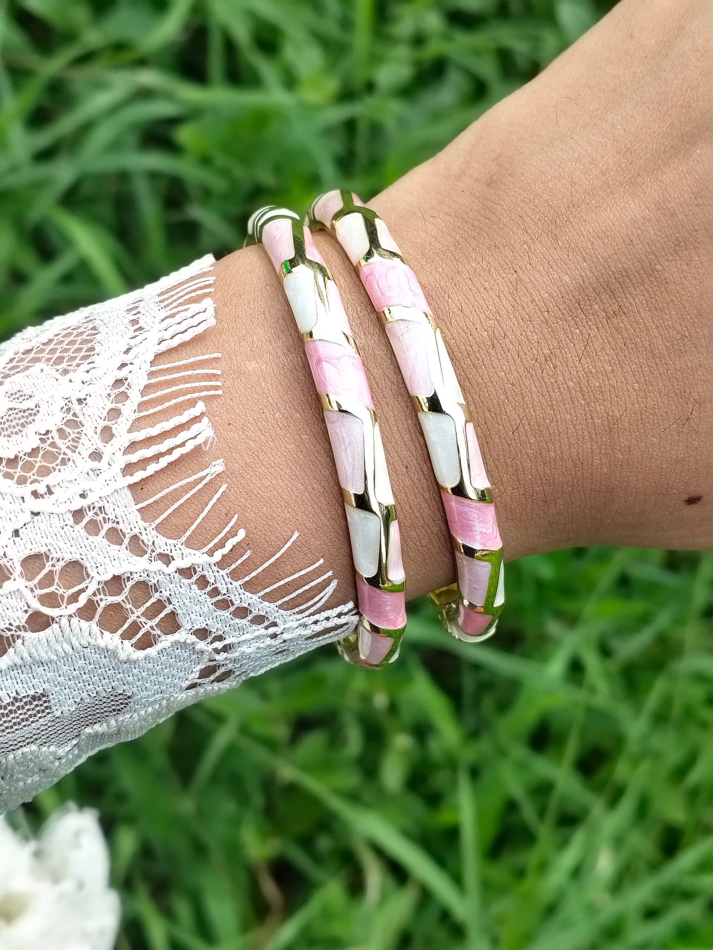 Gulabo enamel bangle pair