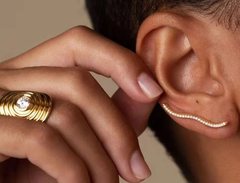 The Sienna Crystal Wave Ear Climbers