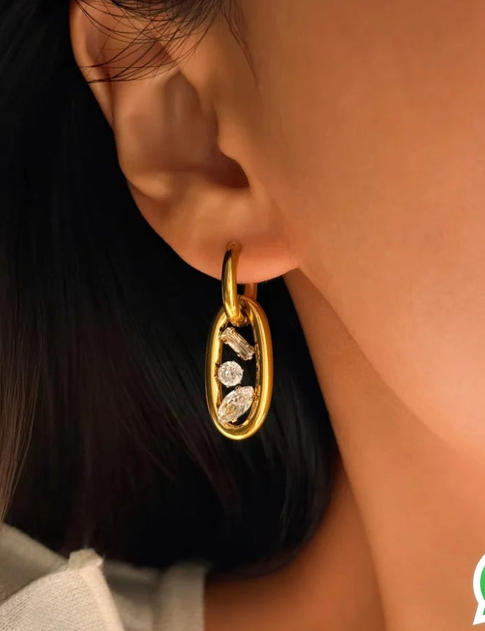 Luna Convertible Crystal Oval Hoops