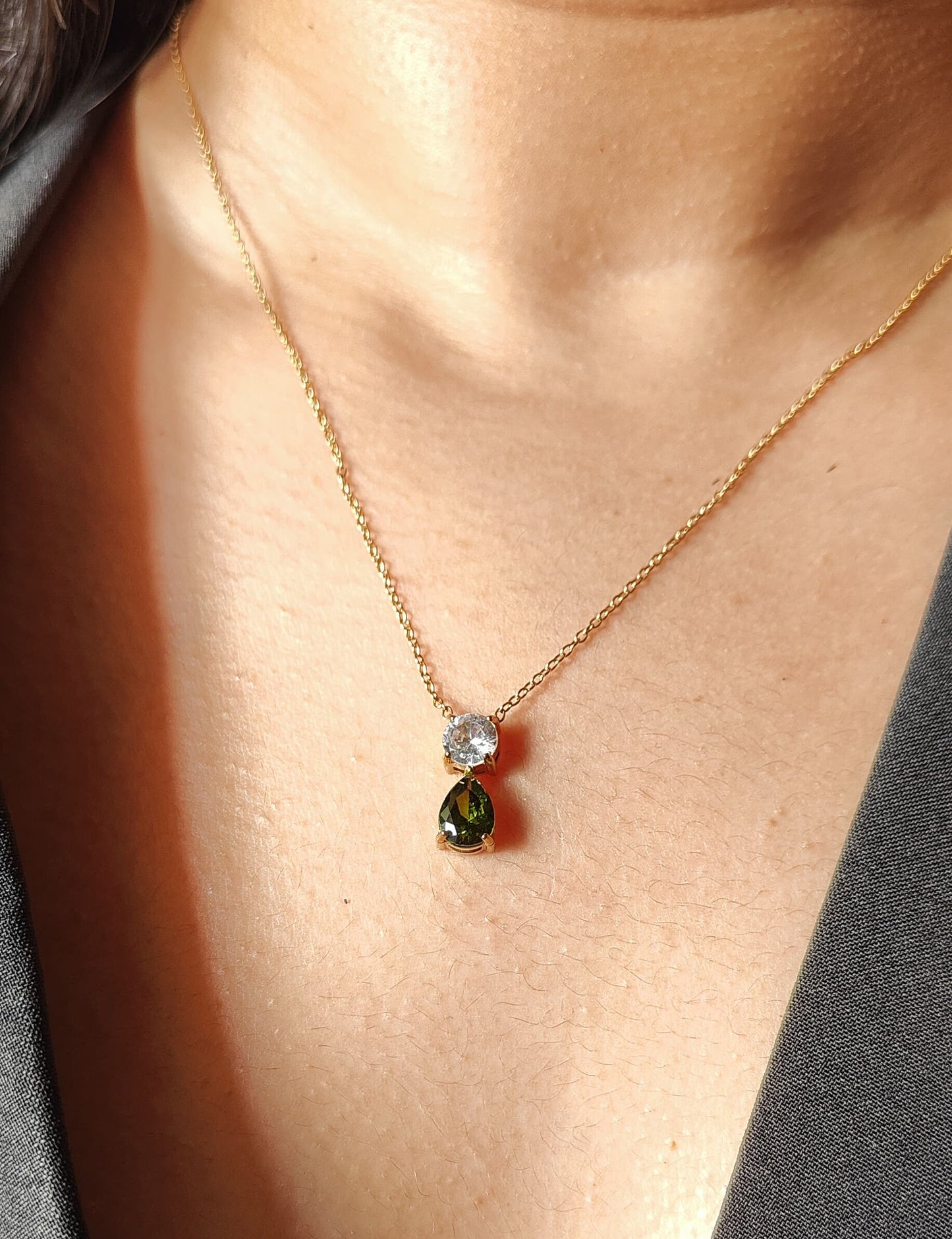 Duo Drop Diamond Pendant Necklace