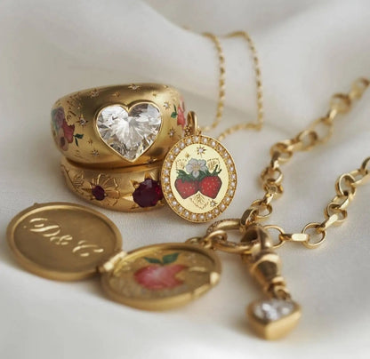 Vintage Strawberry Medallion Necklace 🍰
