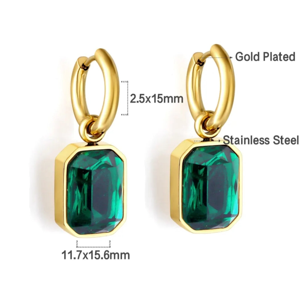 Emerald Aura Drop Huggies