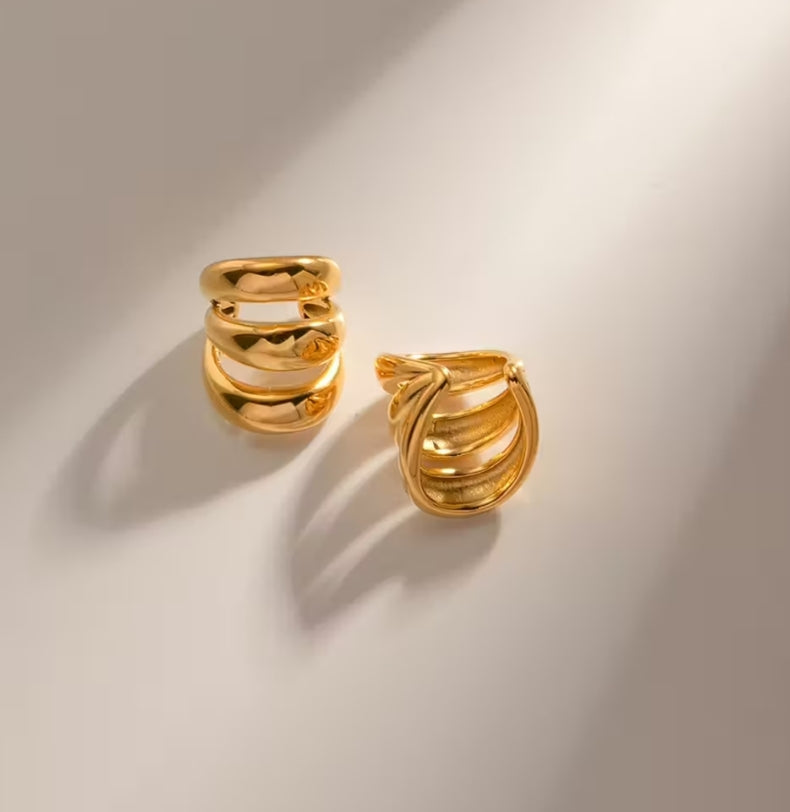Gilded wave ear cuffs