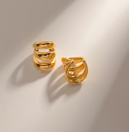 Gilded wave ear cuffs
