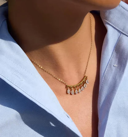 Céleste Teardrop Fringe Necklace
