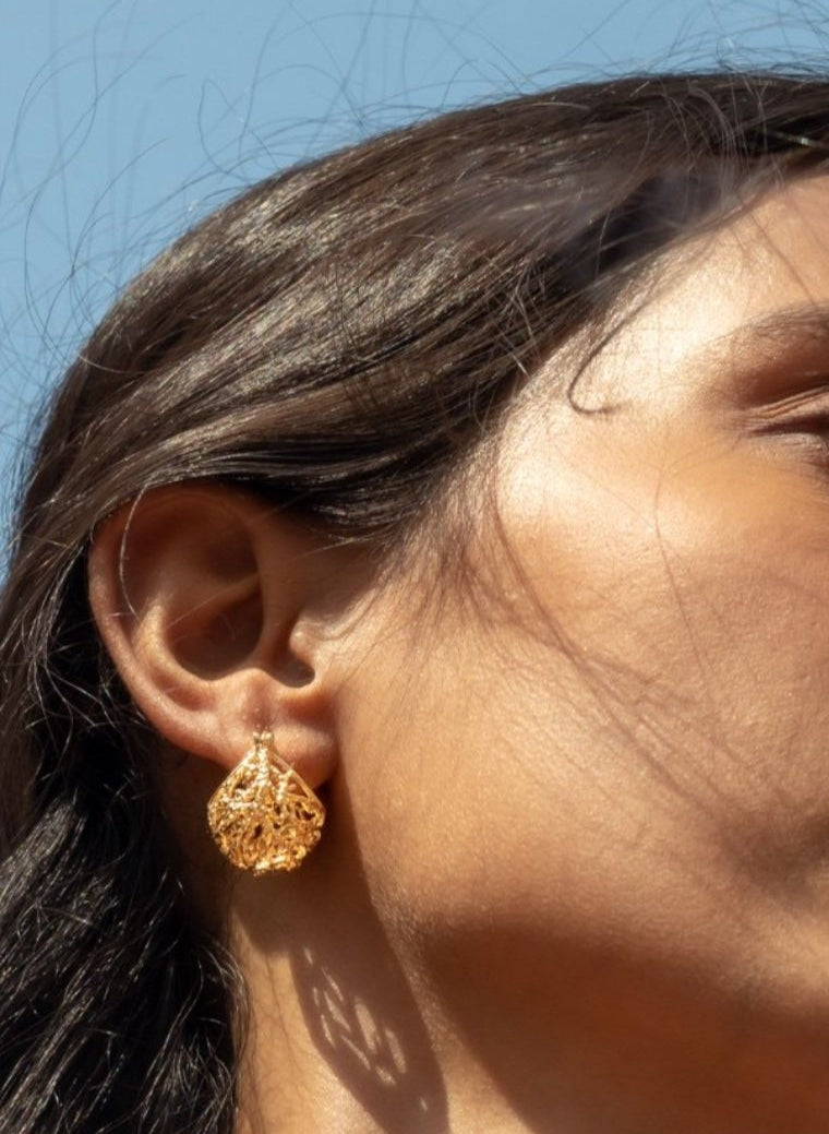 Gilded Filigree Sphere Hoops