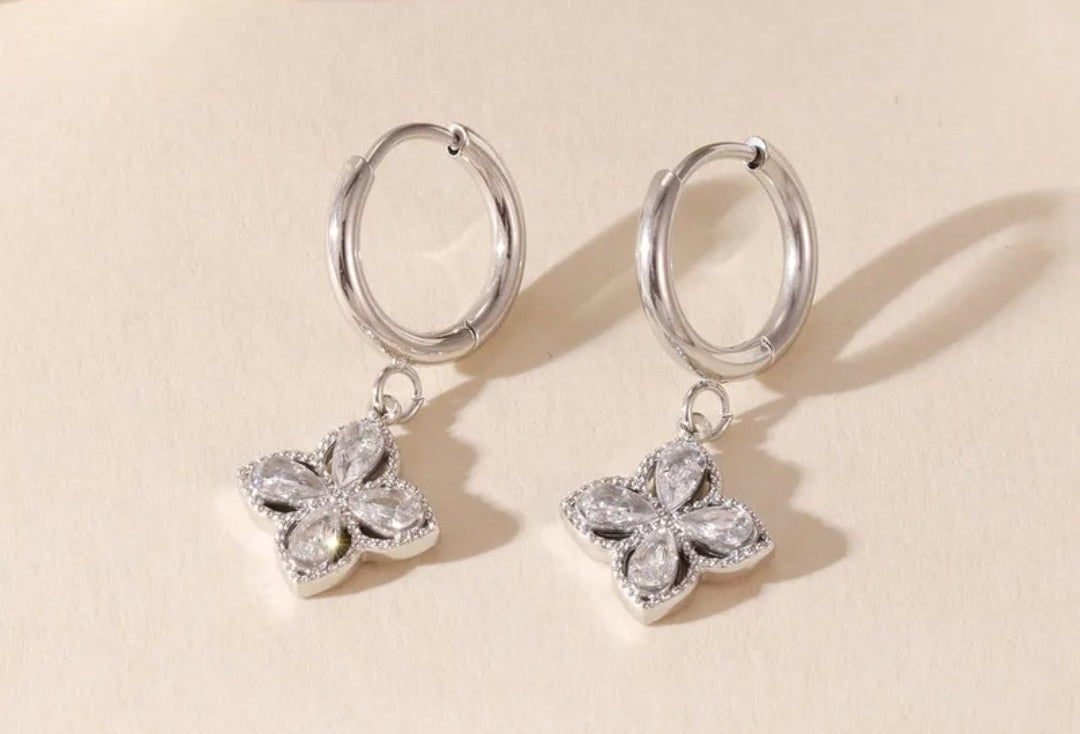 Fleur de Lys Crystal Bloom Hoops earrings