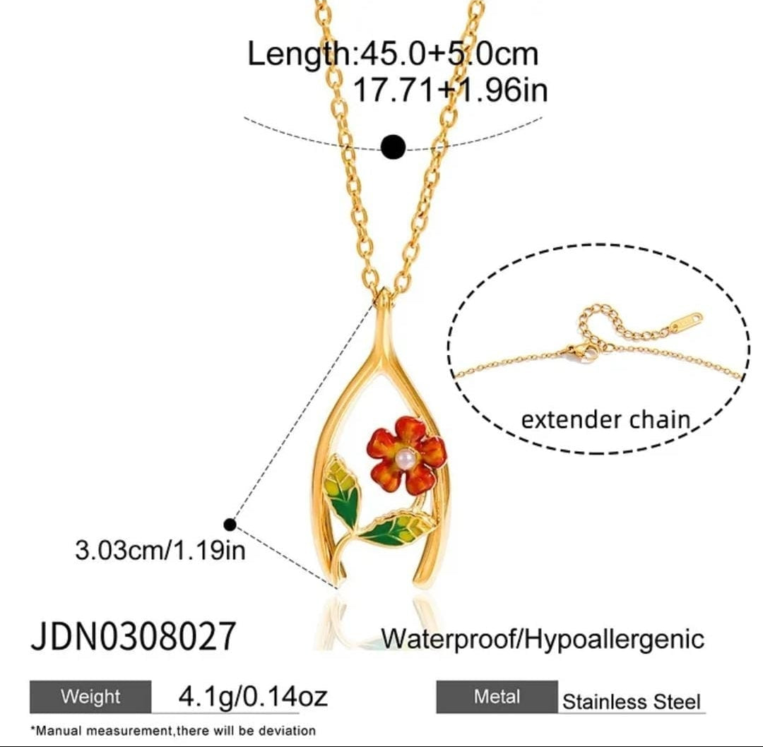 Golden Bloom Wish Pendant Necklace