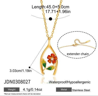 Golden Bloom Wish Pendant Necklace