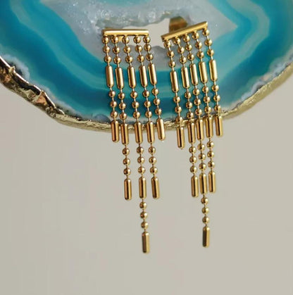 Gilded Waterfall Fringe Earrings