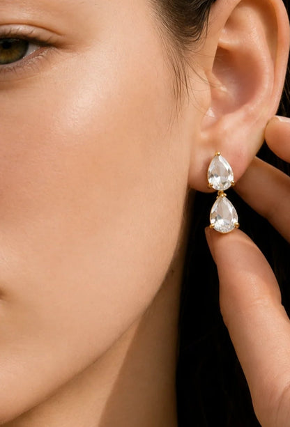 The Celeste Double Dewdrop Earrings
