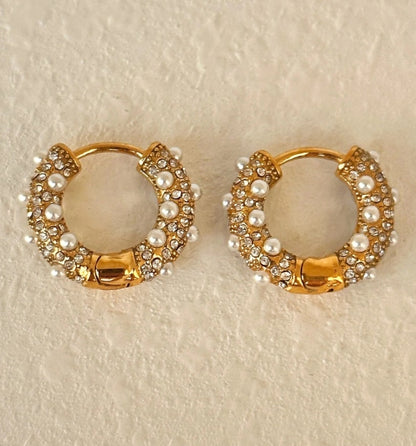 Ciara Lux Pearl and diamond hoops