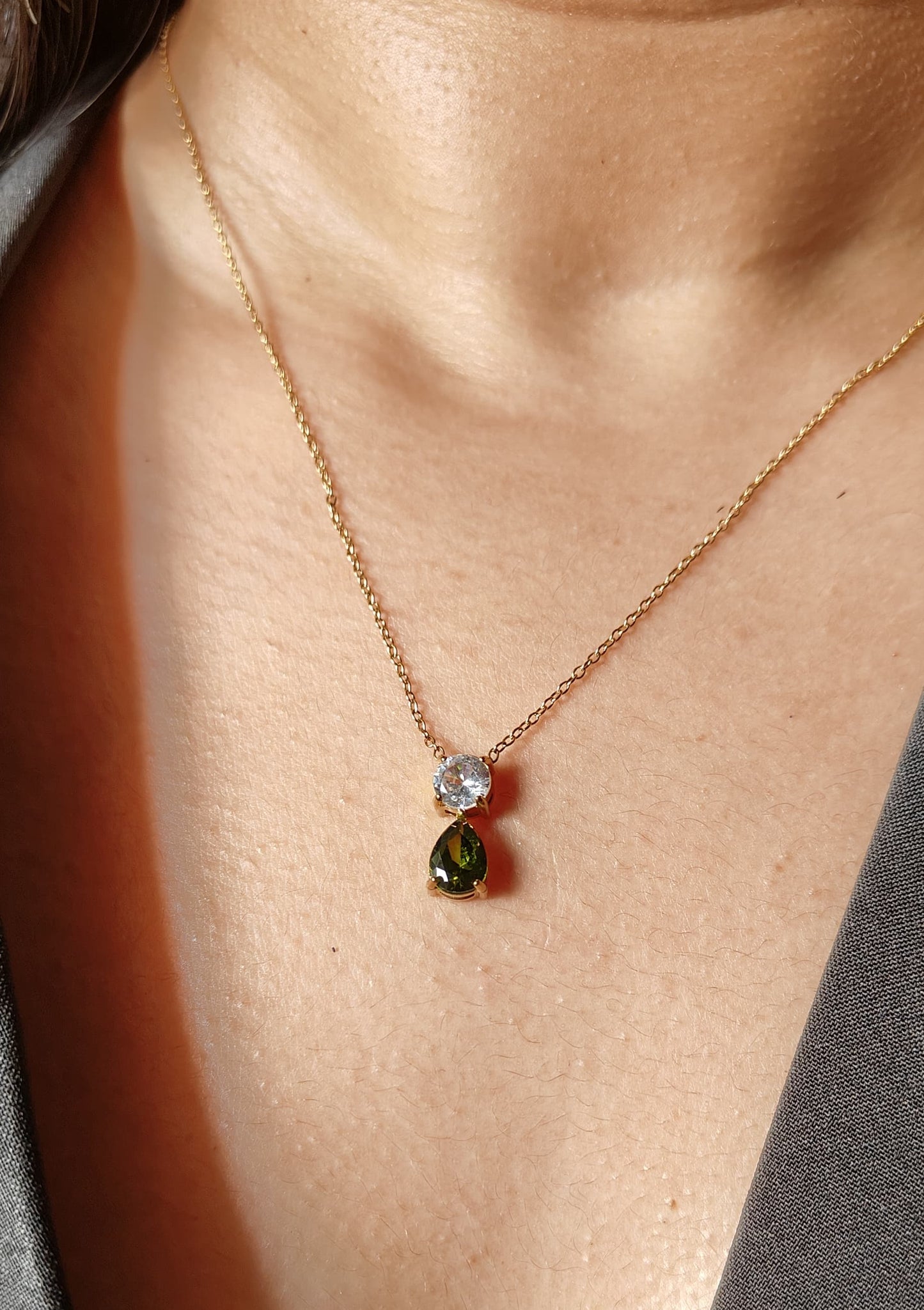Duo Drop Diamond Pendant Necklace