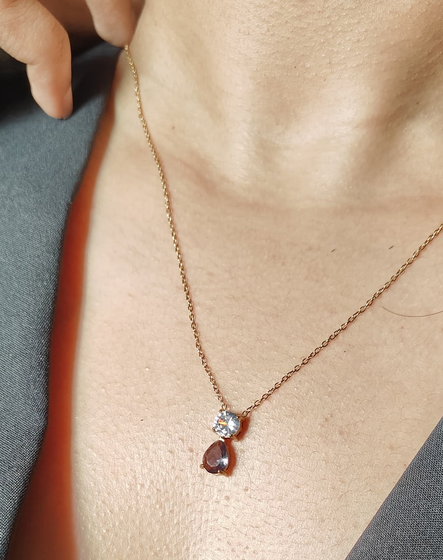 Duo Drop Diamond Pendant Necklace
