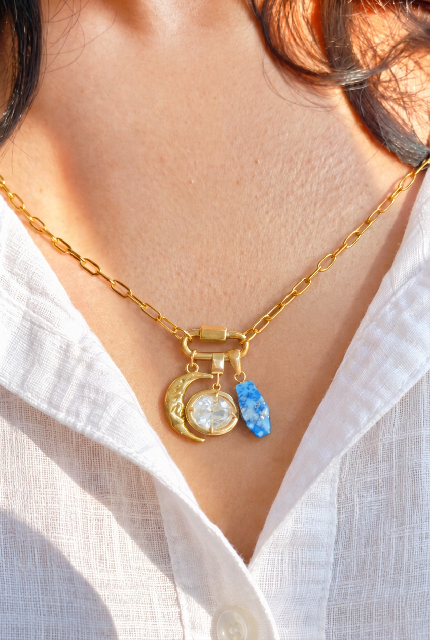 The Azure Moon Charm Necklace