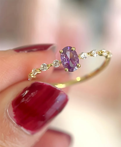 Amethyst Halo Ring